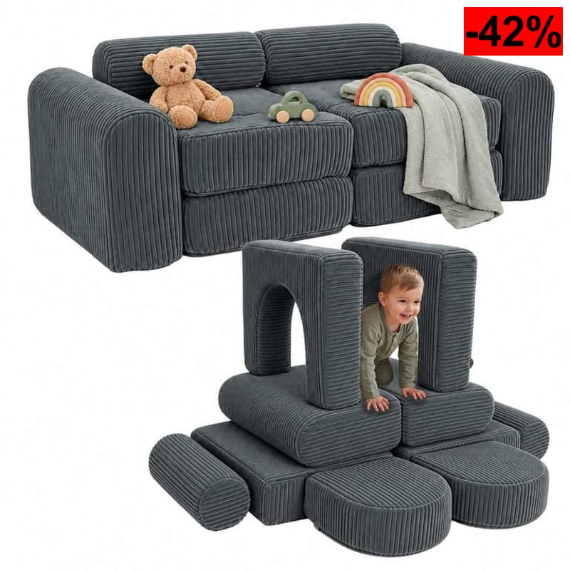 Sofá Modular Infantil, 10 pzas., Bloques Suaves, 32 x 108 x 50 cm - oferta Amazon
