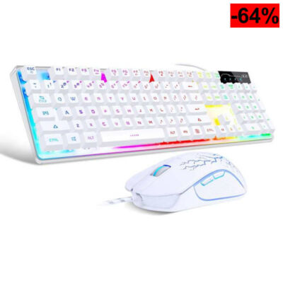 Teclado y ratón para Videojuegos con retroiluminación LED y 104 Teclas