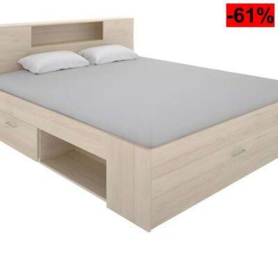 Cama de matrimonio con almacenaje en cabecero y bajo cama