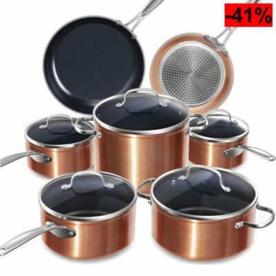Batería Cocina 12 Piezas G10 Cerámica de Duralon en Cobre libre de…
