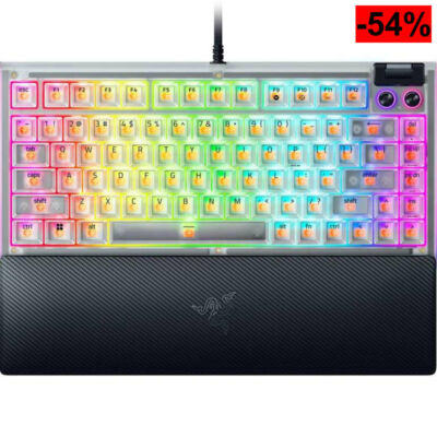 Teclado Mecánico Gaming Razer BlackWidow V4 75% Phantom White